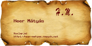 Heer Mátyás névjegykártya